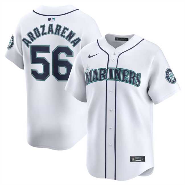 Men%27s Seattle Mariners #56 Randy Arozarena White 2024 Home Limited Stitched jersey Dzhi
